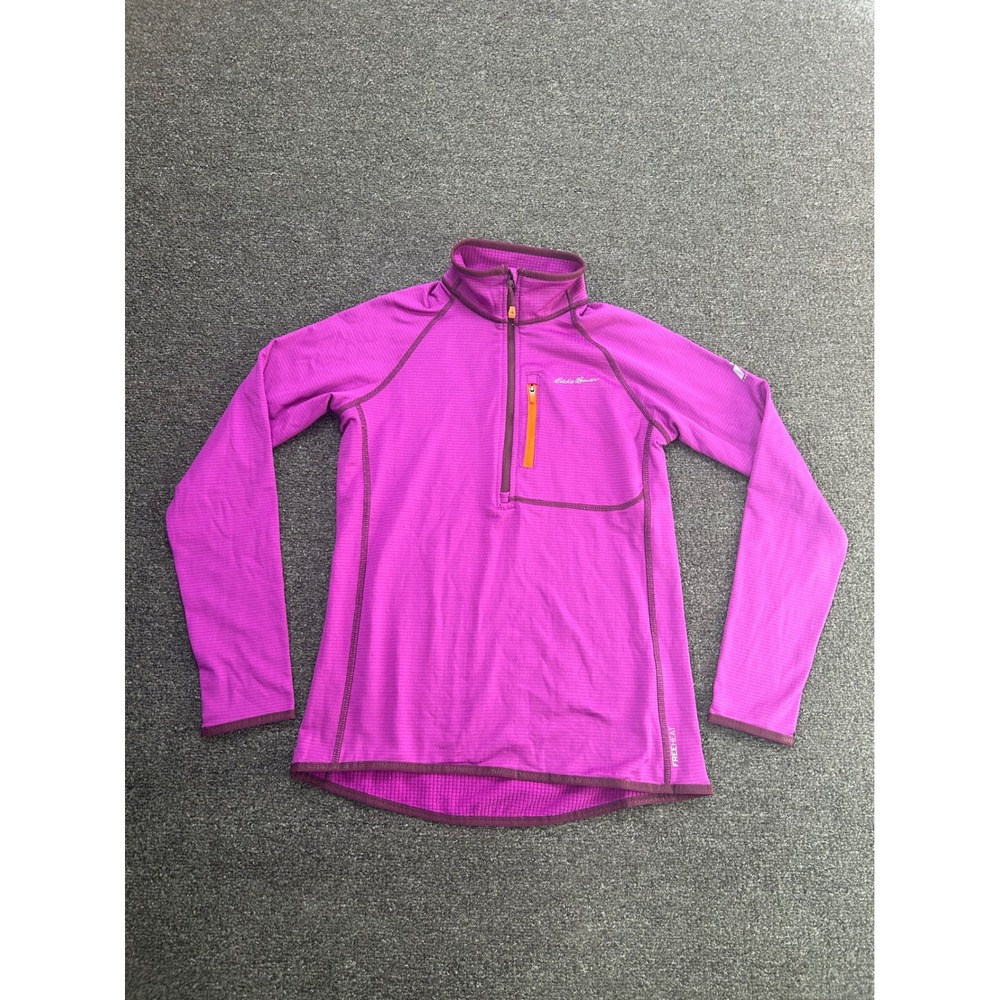 Eddie Bauer First Ascent Grid Fleece 1/4 Zip Purple Womens Small Zip FreeHeat